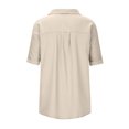 thumbnail image 4 of Women Work Blouses Notch V Neck Button Down Shirt V Neck Short Sleeve Pleated Tunic Tops Solid Basic Office Blouse, 4 of 5