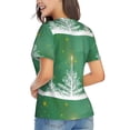 thumbnail image 3 of Vsdgher Christmas Green Women Shirts V Neck Short Sleeve Tops T-Shirt Basic Tees, S to 3XLLarge, 3 of 5