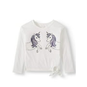 The Children's Place Girls 4-16 Unicorn Graphic Side Tie Long Sleeve T-Shirt