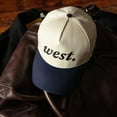 thumbnail image 2 of West Embroidered Trucker Hat, Vintage Adjustable Snapback Cap for Men and Women, Classic Retro Baseball Hat with Stylish Lettering Design, Casual Streetwear Accessory, 2 of 5