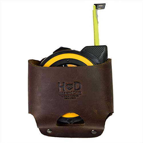 Hide & Drink, Large Leather Tape Measure Holder, Tool Holster w/ Easy