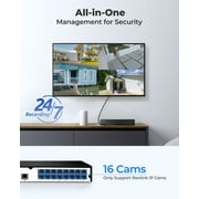 Reolink RLN16-410 24-Channel PoE/WiFi NVR for 24/7 Surveillance Continuous Recording with Pre-installed 4TB HDD, 16MP Video Recorder