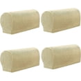 thumbnail image 1 of Xiao Hua 4 fundas elásticas para reposabrazos a cuadros, color liso, antideslizantes, para sillas, sofás, sillones, reclinables, con pasadores giratorios, beige y amarillo., 1 of 5
