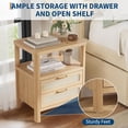 thumbnail image 4 of Rattan Nightstands Set of 2, Large Nightstands with Drawers and Storage Shelf, Farmhouse Bedside Table, Wood Bed Side Tables End Table for Bedroom Living Room, Natural, 4 of 8