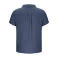 thumbnail image 3 of GuangCheng Mens Solid Color Textured Short Sleeve Shirts,Baggy Fit,Soft,Breathable,Pullover,Dress Shirts,Navy,Size 5XL, 3 of 5