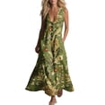 thumbnail image 3 of Women's Dresses Casual Printed Sleeveless Pocket Maxi Dress, Loose V‑Neck Button Down for Vacation Beach Daily Wear, 3 of 8