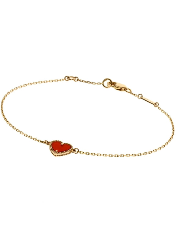 Pre-Owned Van Cleef & Arpels Sweet Alhambra Heart Carnelian Bracelet 18K Pink Gold Women's