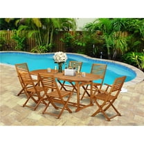 7 Piece Beasley Acacia Solid Wood Balcony Dining Set - Natural Oil