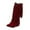 Red, variant on LOVZFMLL Cowboy Boots for Women Mid Calf Stovepipe Boots Pointy Toe Slip Resistant Mid Block Heel Western Fringe Fall Boots
