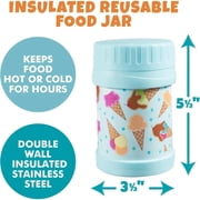 Bentology Stainless Steel Insulated 13oz Lunch Jar Thermos for Kids (Ice Cream) Large Leak-Proof Storage for Hot or Cold Food, Soup, Liquids- BPA Free for School Lunch Boxes, Bags