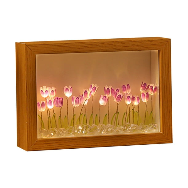 Marco de fotos Tulipán Luz ambiental Adornos Simulación Tulipán Luz Regalo Decoración para el hogar