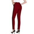 thumbnail image 2 of 2Luver, Women's, Pull On Stretch Solid Dress Pants with Side Pocket, Burgundy, M, 2 of 3