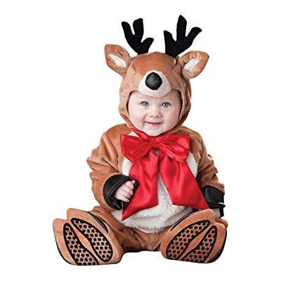 incharacter costumes baby's reindeer rascal costume, brown/red/white, small