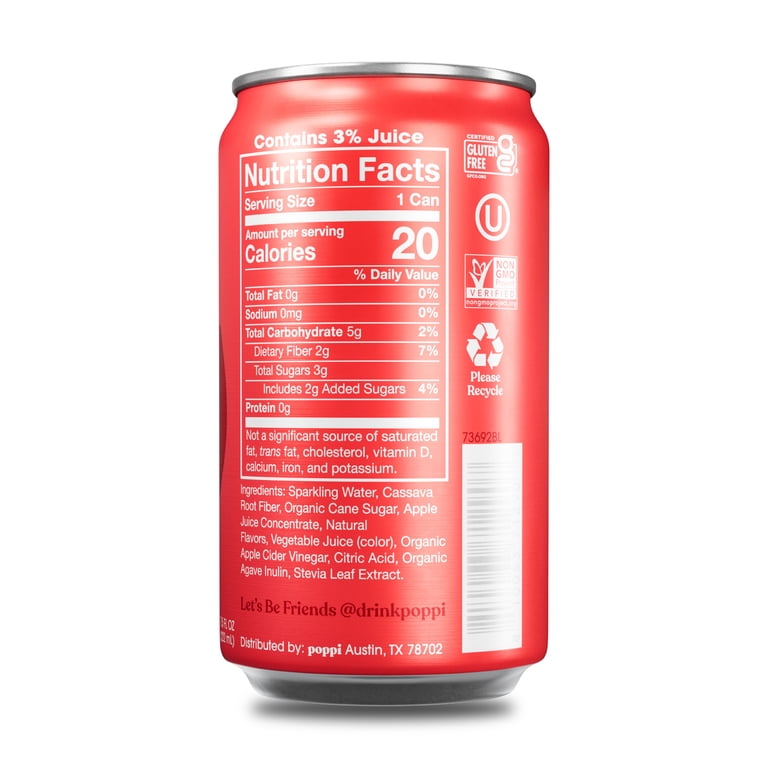 poppi Shirley Temple Prebiotic Soda, 7.5 fl oz, 1 Single Can