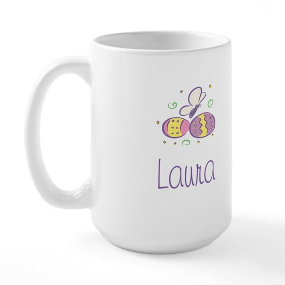 CafePress - Easter Eggs Laura Large Mug - 15 oz Ceramic Large White Novelty Mug