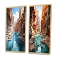 thumbnail image 3 of Designart "Journeying Endlessly in the Canyon VIII" Canyon Framed Wall Art Set Of 2 - Teal Landscapes Gallery Wall Frame Set For Home Decor, 3 of 7