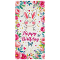 thumbnail image 2 of Cute Bunny Themed Happy Birthday Banner with Floral Butterfly and Star Elements Backdrop Party Supplies for Birthday Parties Photography Props Photo Booth Decorations, 2 of 7