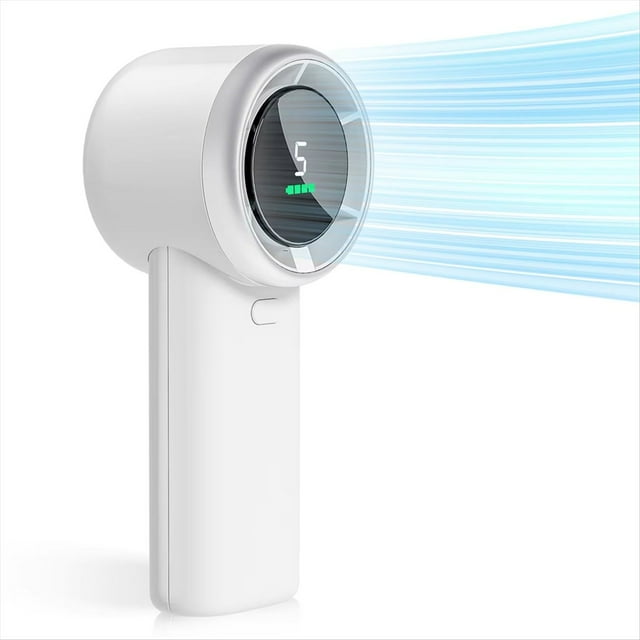 Ventilador Portátil de 5 Velocidades de Alta Velocidad, Recargable por USB con Pantalla en Color, Diseño Compacto para Uso en Interiores y Exteriores B