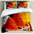 thumbnail image 1 of Spice Duvet Cover Set Queen Size, Types of Herbal Powders Shot from a Traditional Market on a Blurred Background, Decorative 3 Piece Bedding Set with 2 Pillow Shams, Multicolor, by Ambesonne, 1 of 3