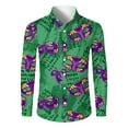 thumbnail image 3 of Fgvctg Mardi Gras Button Up Shirt Men Carnival Party Long Sleeve Cotton Button Down Blouse Collared Oversized Mask Print Shirt Fashion Business Casual Tops Turquoise XL, 3 of 5