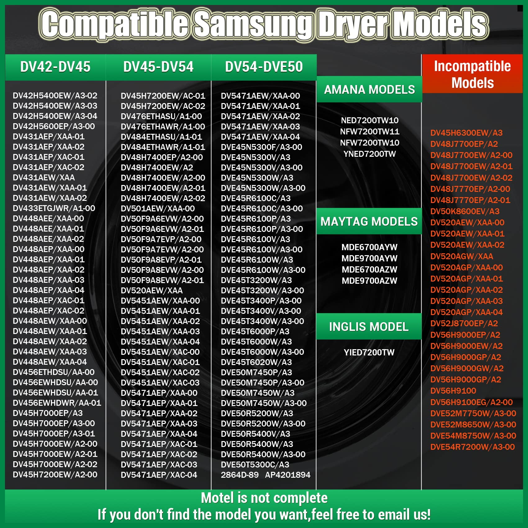 UPGRADED 【95% Nickel】Dryer Heating Element DC47-00019A for Samsung dv42h5000ew/a3 dv45h7000ew/a2 Dryer Parts, Including DC96-00887A, DC47-00016A, DC47-00018A and DC32-00007A