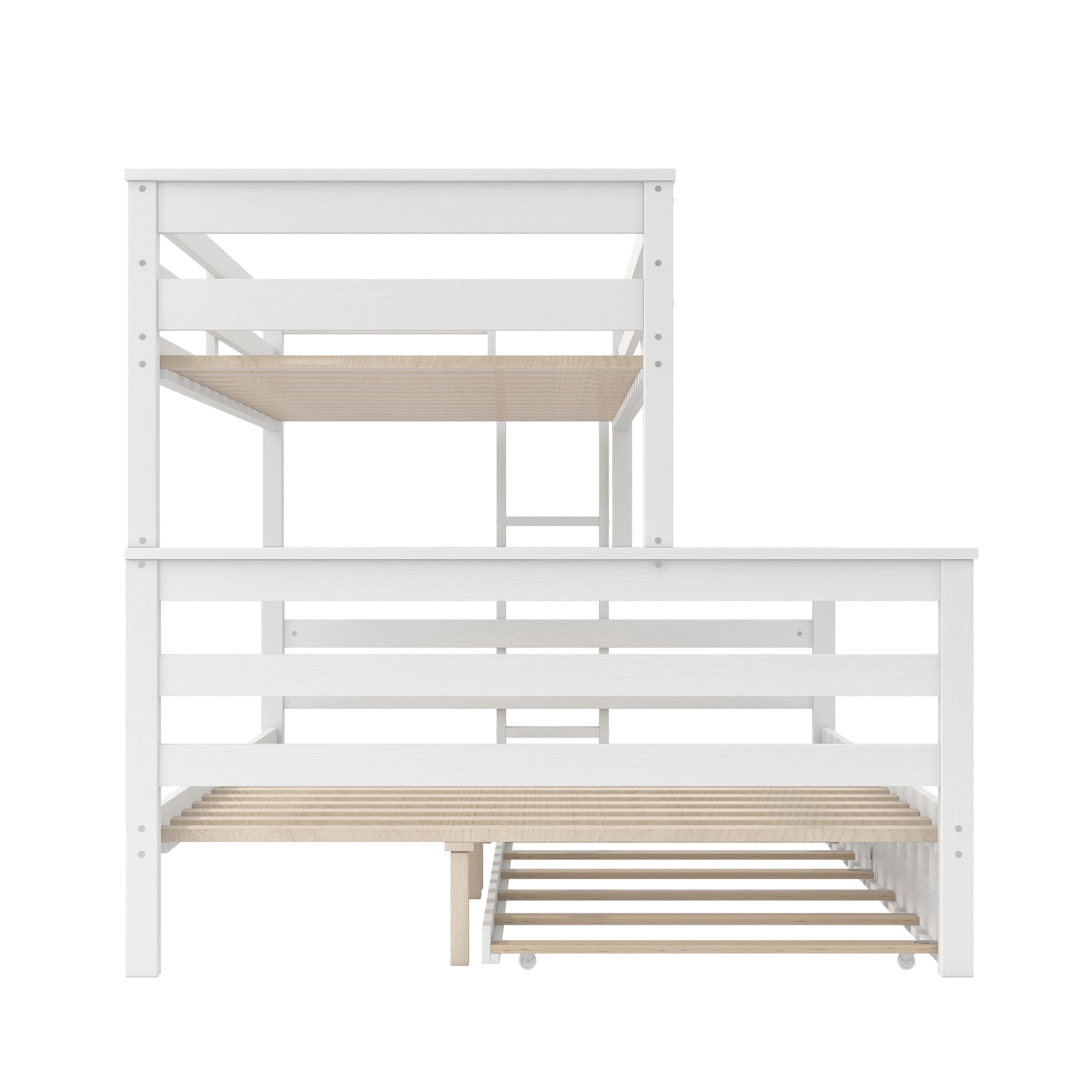 Noble House Zahra Twin XL over Queen Detachable Bunk Bed with Pull-out Guest Trundle, 3-in-1 Sleeping Solution, White