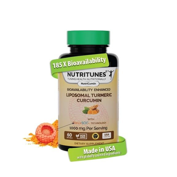 Turmeric Curcumin Supplement 1000mg for Joint Support-185x Bioavailable & High Absorption with NovaSOL Technology –  60 NutriCumin Softgels