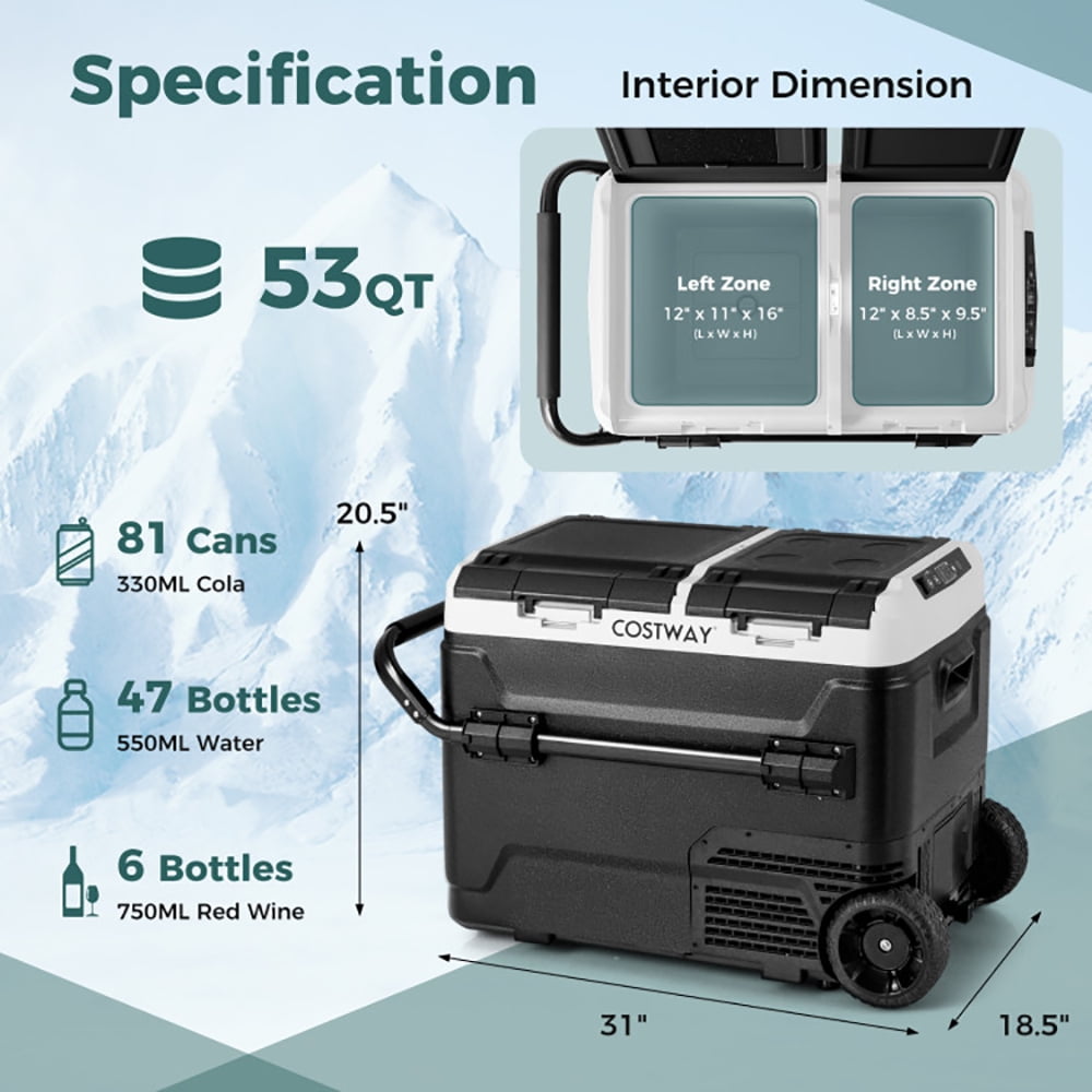 Aimee Lii Dual Zone 12V Car Refrigerator for Vehicles Camping Travel Truck RV Boat Outdoor and Home Use, Portable Water Cooler, Black Aimee Lii Dual Zone 12V Car Refrigerator for Vehicles Camping Travel Truck RV Boat Outdoor and Home Use, Portable Water Cooler, Black