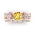 thumbnail image 2 of Clara Pucci 14K Rose Gold 1.925 Natural Citrine Engraveable Engagement Ring + Wedding Band Set, 2 of 7