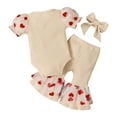thumbnail image 2 of Esho Newborn Baby Girls Clothes Heart Printed Romper+Flare Lone Pants Legging+Headband Outfits Set 0-18 Months, 2 of 8