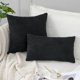 thumbnail image 4 of Juego de fundas de almohada decorativas negras de 20 x 20 pulgadas, para sofá, sala de estar, dormitorio, fundas de almohada de pana suaves y acogedoras, paquete de 2, decoración de rayas, 4 of 5