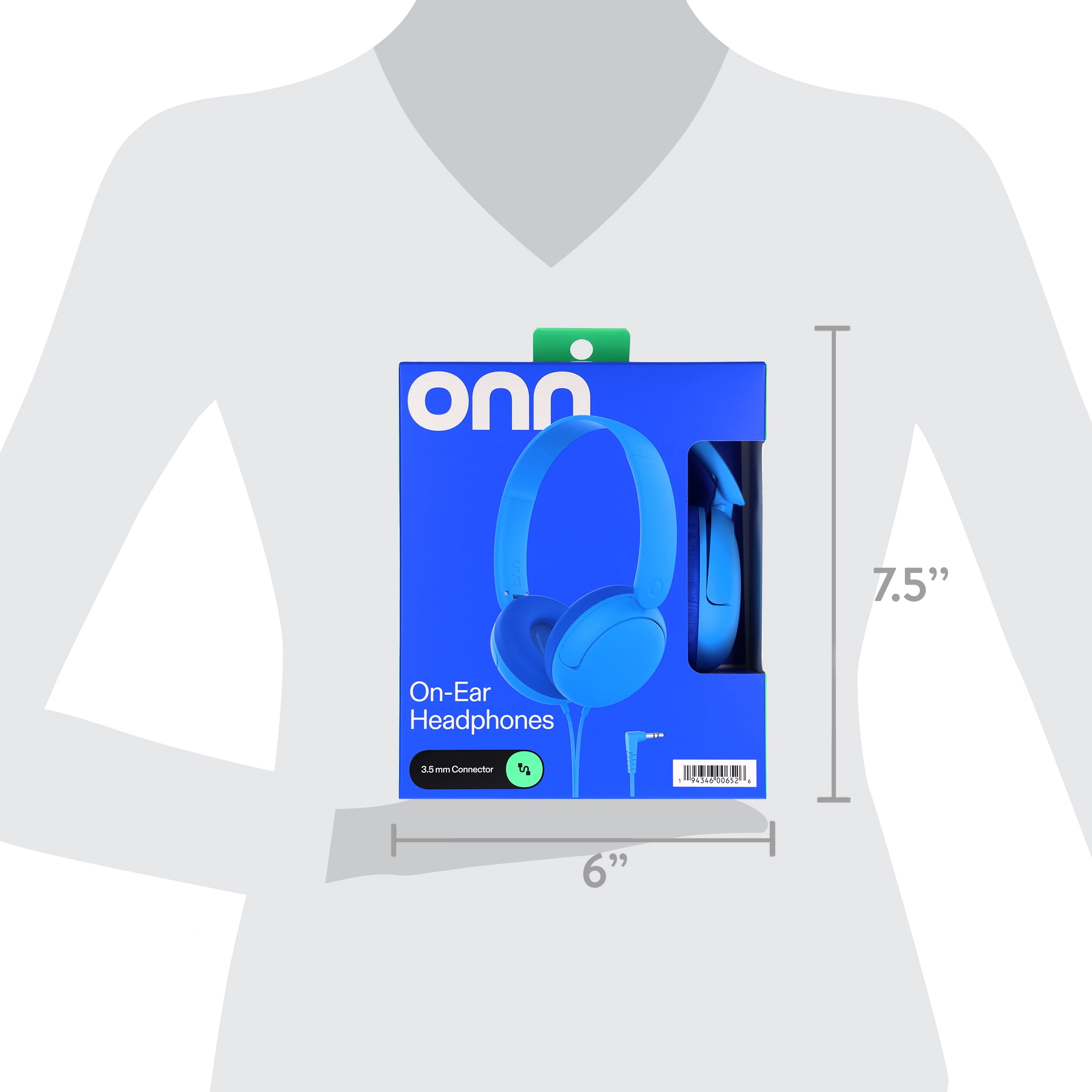 onn On-Ear Headphones with 3.5 mm Connector, Blue