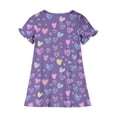 thumbnail image 4 of Abtuhar Girls 3 to 12 Years Summer Short Sleeve Round Neck All Over Print Loose Night Dress for Indoor Rest, 4 of 4