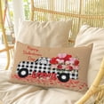 thumbnail image 4 of Valentine's Day Pillow Covers, Linen Long Throw Pillow Case, Plaid Truck Love Roses Brown Linen Retro Holiday Pillow Protector Decorative Cushion Cover for Living Room/Bedroom 20" x 36", 4 of 8