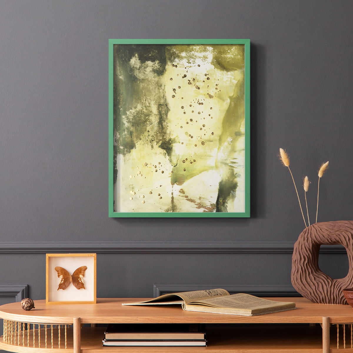 Canyon Diptych II Framed Print in Green Solid Wood Framed Print No Nail Hanging