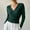 Green, variant on HBYJLZYG Women's Long Sleeve Wrap Sweater, Solid Ribbed Knit V-Neck Slim Fit, Cropped Versatile Casual Style for Fall Winter Office and Everyday Wear.