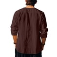 thumbnail image 3 of Blusas y camisas de manga larga con cuello redondo para hombre, informales, de color liso, con hombros descubiertos, rectas, con lazo en el pecho, bordadas, de licra., 3 of 8