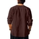 thumbnail image 3 of Blusas y camisas de manga larga con cuello redondo para hombre, informales, de color liso, con hombros descubiertos, rectas, con lazo en el pecho, bordadas, de licra., 3 of 8