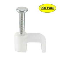 200pcs Flat Cable Clip Nail Coaxial Tacks Wire Clips 5mm White