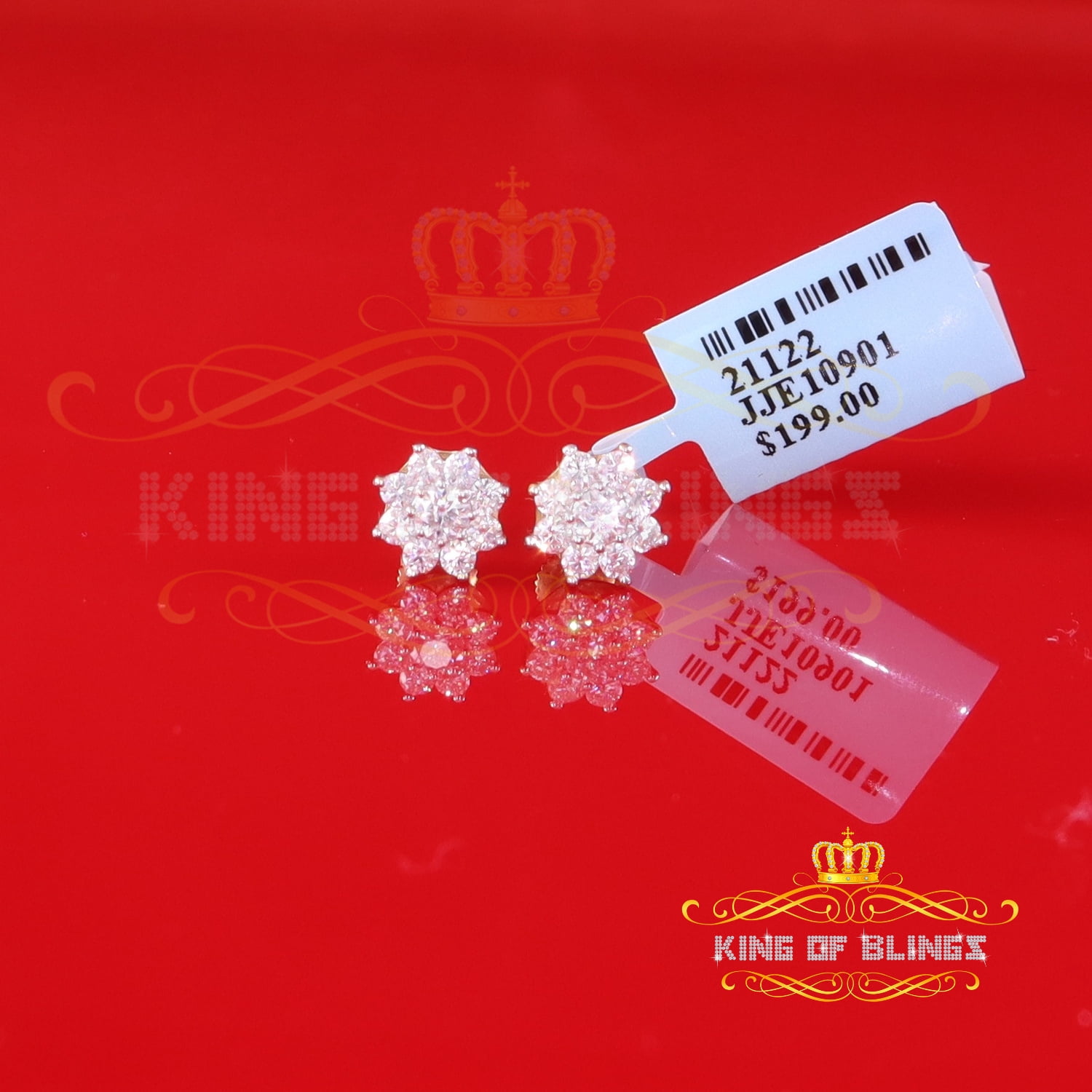 King of Bling's Men's/Womens 925 Silver White 1.00ct VVS 'D' Moissanite Round Stud Earrings
