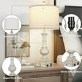thumbnail image 2 of 26" Farmhouse Table Lamps Set of 2, Rustic Touch Control Bedside Lamps with 2 USB Ports & AC Outlet, Vintage White Resin 3-Way Dimmable Nightstand Lamp Linen Fabric Shade for Living Room Bedroom Decor, 2 of 9