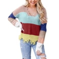 thumbnail image 4 of Giftesty Sweaters for Women Plus Size Womens Casual Patchwork V-Neck Sweater Tops, 4 of 7