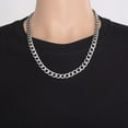 thumbnail image 3 of HIJONES Stainless Steel Flat Chain Necklace for Men Collarbone Chain Jewelry Hip Hop Rock Sweater Chain 7.5MM 60CM Silver, 3 of 5