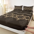 thumbnail image 3 of Feelyou Mystic Mandala Damask Full Size Sheets, Bohemian Flower Brown Bed Sheets, Mid Century Fashion Sheet Sets, Super Cozy Room Decor, 4 Pieces, 3 of 7