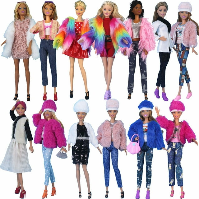 RV 13 piezas de ropa para muñeca Barbie de 30cm, abrigo de invierno peludo a la moda, disfraz Sailing Electrónica