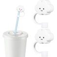thumbnail image 1 of 2pcs Silicone Straw Toppers Cute Reusable Cloud Straw Cover Cap Drinking for 6-8mm Straws, 1 of 5