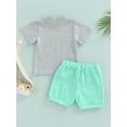 thumbnail image 4 of Toddler Baby Boy Letter Print Crew Neck Pullover T-Shirt Tops Pockets Short Pants Set 2Pcs Summer Clothes, 4 of 8