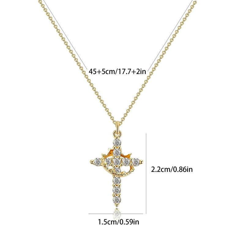 QVVWOPQ Cross Rotated Crown Necklace Diamond Cross Necklace for women Dainty 14k Gold Cubic Zirconia Pendant Necklaces Walmart