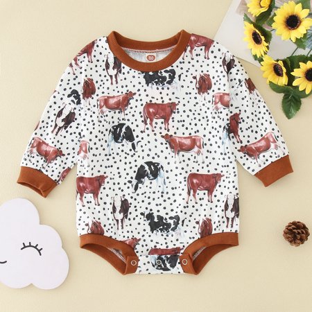 

NIUREDLTD Babys Boys Girls Winter Long Sleeve Romper Bodysuit Clothes Cow Prints