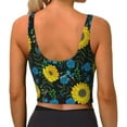 thumbnail image 3 of Lsque Sunflowers And Blue Flower Printed Women'S Sports Bra, Compression, Moisture Wicking, High-Impact Sports Bra For Women,Supportive sports bra-Small, 3 of 9